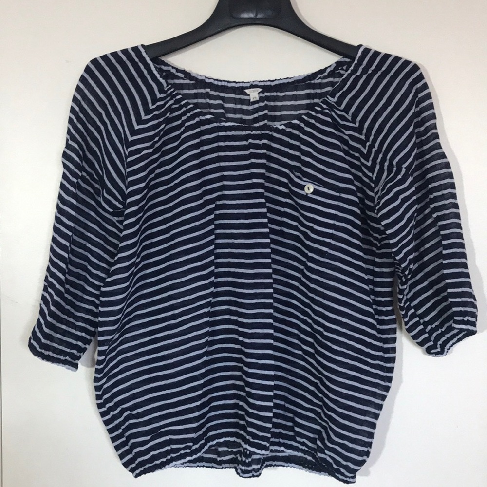 J. Crew Top in Navy & White (XS)